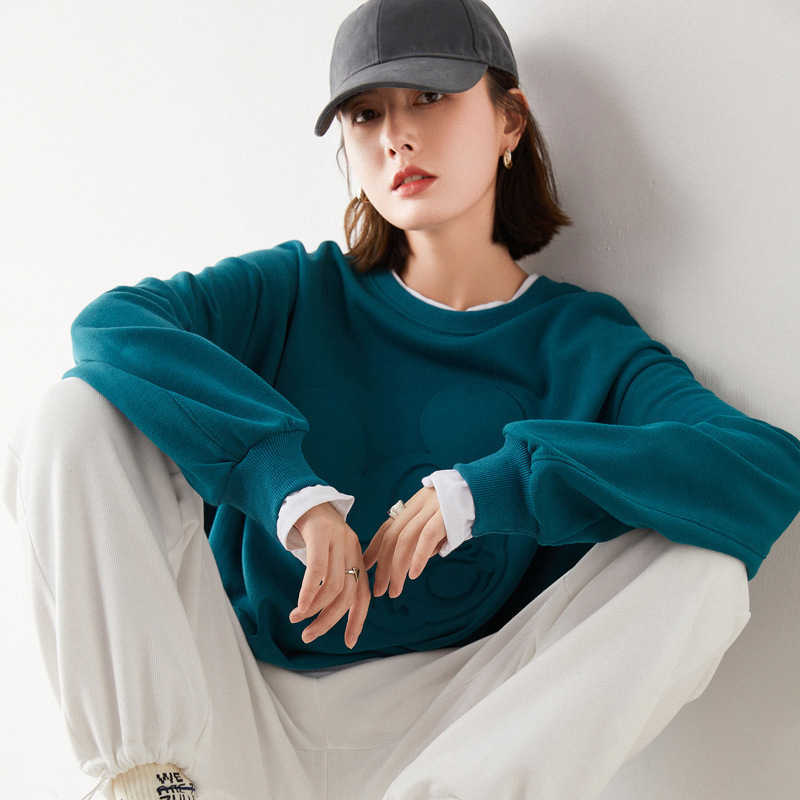 Autumn Korean women's Blue Cotton Terry sweater thickened solid color fattened sweater fake two round neck tops, Pink
Autumn Korean women's Blue Cotton Terry sweater thickened solid color fattened sweater fake two round neck tops, Pink