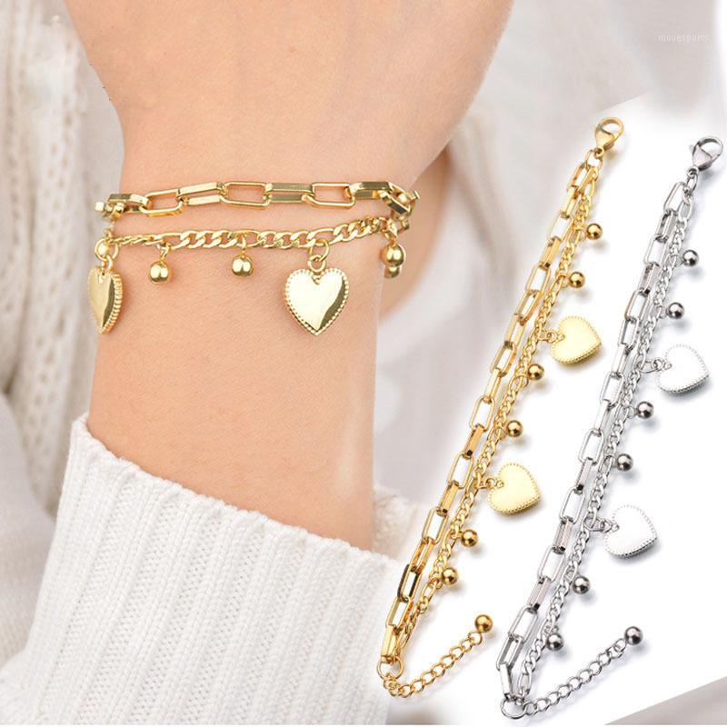 Charm Bracelets Multi-layer Stainless Steel Heart Round Beads Ladies Bracelet Fashion Love Ornaments Gold Silver Color Sweet Student1
Charm Bracelets Multi-layer Stainless Steel Heart Round Beads Ladies Bracelet Fashion Love Ornaments Gold Silver Color Sweet Student1