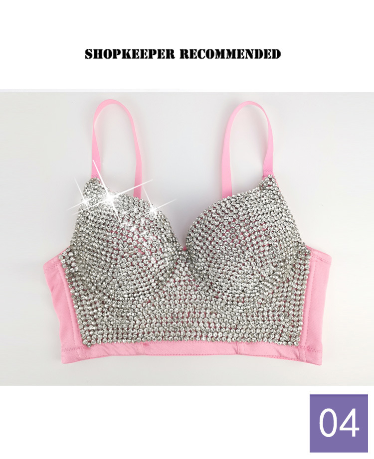 Rhinestone Bra Diamond Cotton Push Up Bras Lingerie Corset Undefined Crop Top Ropa Sexy Bralette Nightclub Bar Lenceria Suti 210308