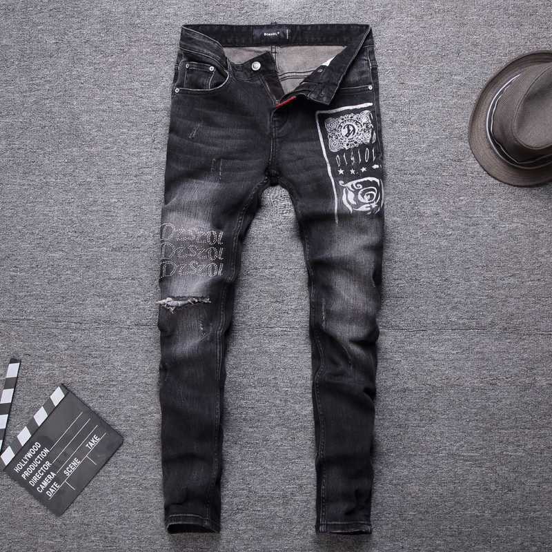 American Streetwear Fashion Men Jeans Retro Black Gray Slim Fit Ripped for Printed Designer Hip Hop Denim Punk Pants
American Streetwear Fashion Men Jeans Retro Black Gray Slim Fit Ripped for Printed Designer Hip Hop Denim Punk Pants