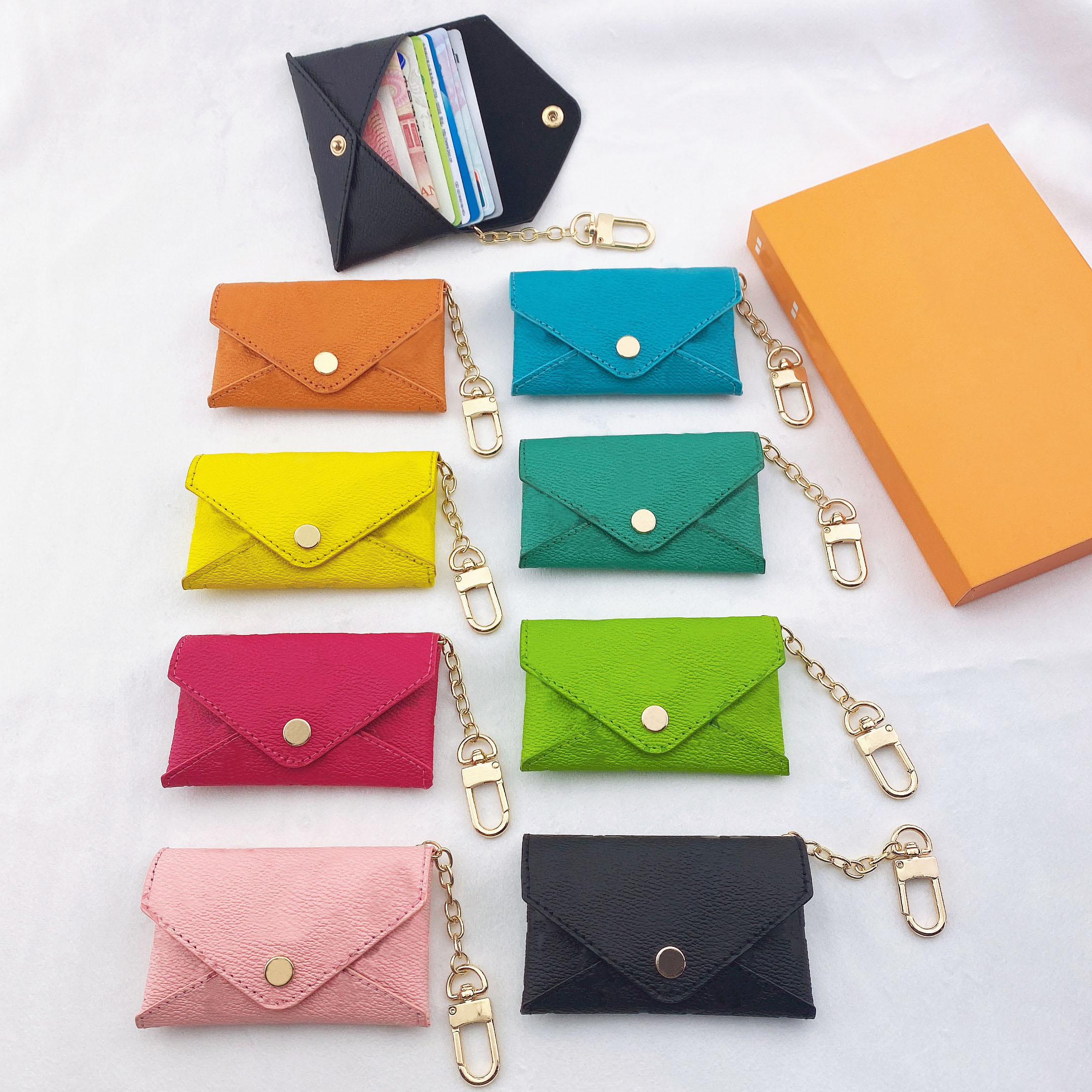 Unisex Designer Key Pouch Fashion leather Purse keyrings Mini Wallets Coin Credit Card Holder 8 colors
