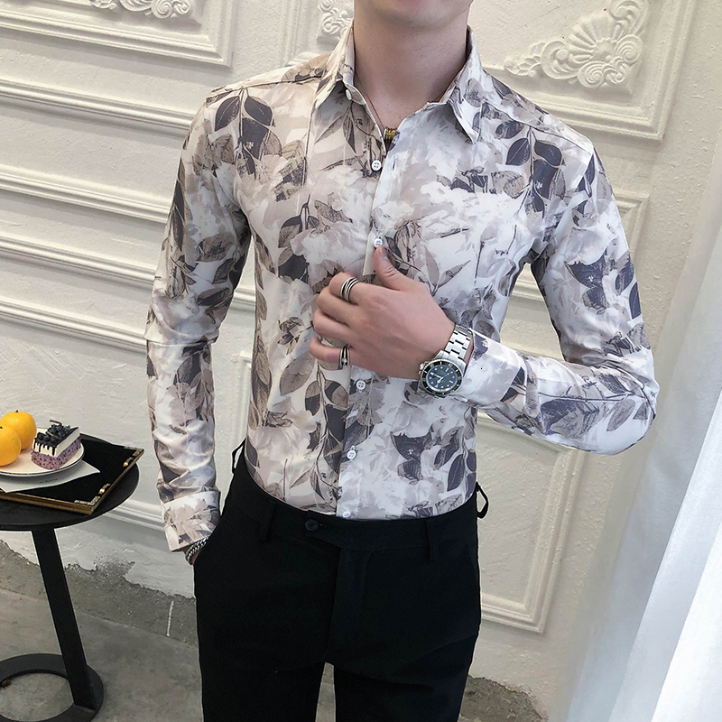 2021 White Male Shirt British Style Autumn New Long Shirts Fashion Digital Fingerprint Blouse High Quality Men's Clothes 70dg, As the photo show
2021 White Male Shirt British Style Autumn New Long Shirts Fashion Digital Fingerprint Blouse High Quality Men's Clothes 70dg, As the photo show
