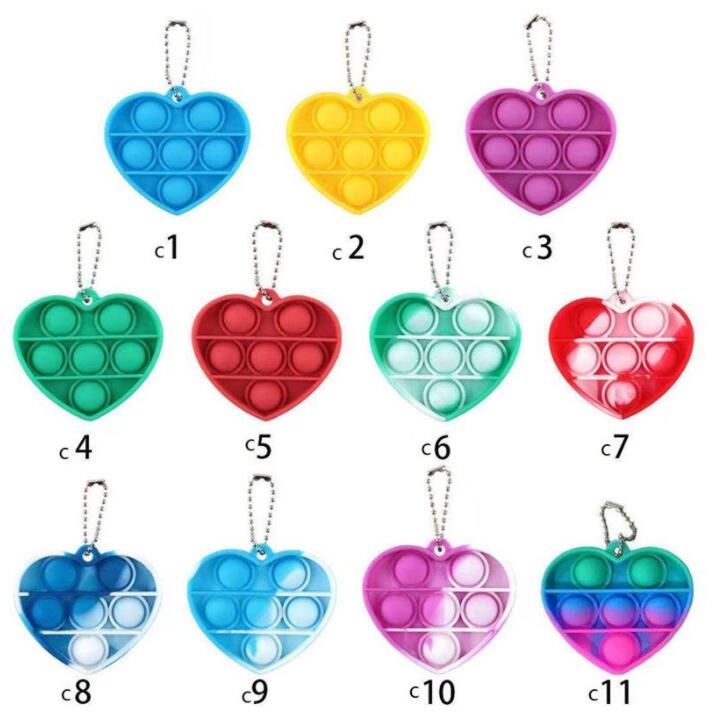 Fidget Simple Keychain Push Bubbles Pop Toys keys chain Anti Stress Decompression Bubble Board Key Ring Finger Toy