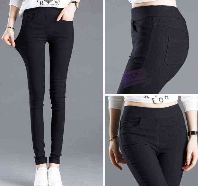 Womens Elastic High Waist Pockets Legging for Women Skinny Leggins Femme Black White Pantalones De Mujer Casual Pencil Pants 211115