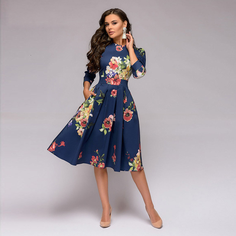 2021 New Vintage Women Floral Printed Navy A-line Elegant O-neck 3/4 Sleeve Slim Party Vestidos Autumn Casual Summer Es Ml1s, Blue
2021 New Vintage Women Floral Printed Navy A-line Elegant O-neck 3/4 Sleeve Slim Party Vestidos Autumn Casual Summer Es Ml1s, Blue