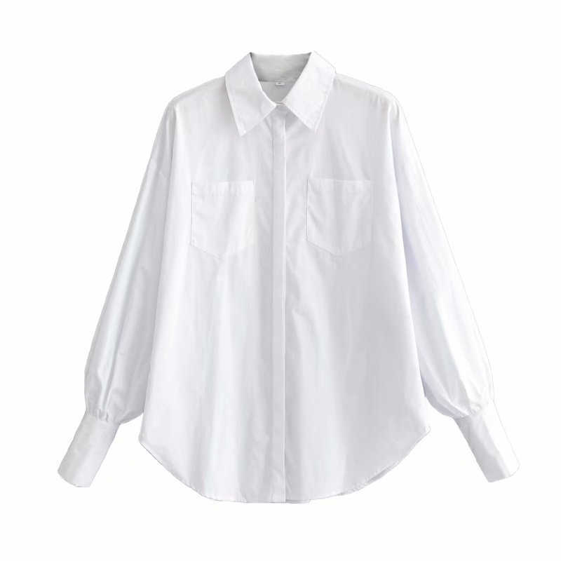 Elegant Women Lantern Sleeve Shirts Fashion Ladies Turn Down Collar Tops Streetwear Female Chic Solid White Blouses 210527