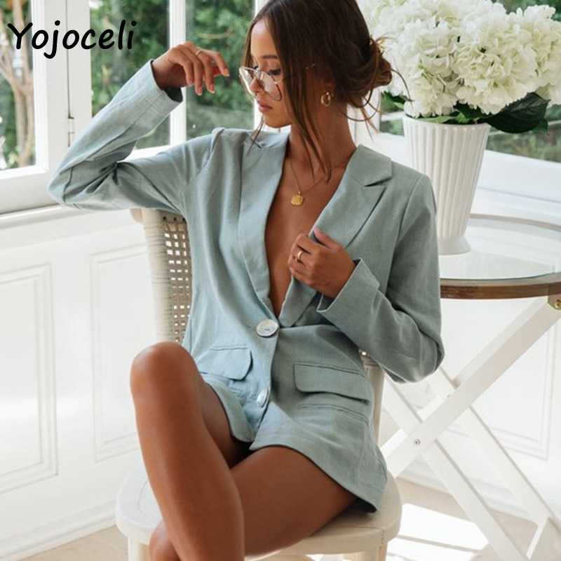 Yojoceli women autumn blazer coats single breasted outerwear jackets streetwear cotton casual 210609