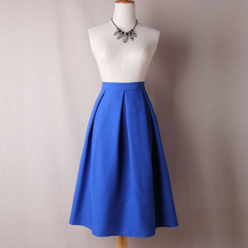 Neophil Summer Ladies Black Pleated Ball Gown Skater Midi Skirts Solid Plus Size XXXL Office Wear Tutu Saias S8322 210621