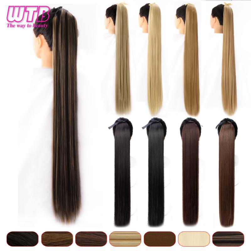 Synthetic Wigs WTB Long Silky Straight Drawstring Ponytail Hairpieces For Women Clip In Hair Tail False 80cm