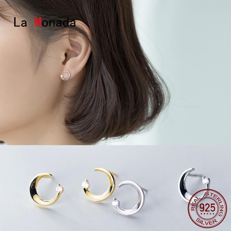 Stud La Monada Beautiful Moon Earrings For Women Silver 925 Minimalist Fine In Jewelry