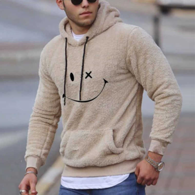 Winter Warm Fleece Hoodie Sweatshirt Men Fashion Embroidery Hooded Tops Autumn Mens Pullover Casual Long Sleeve Hoodies 210927