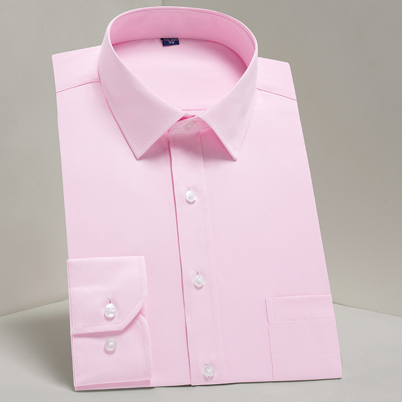 Breast Pocket White Formal Shirt Mens for Business Solid Social Dress Men Shirts Long Sleeve Work office Light Blue black pink 220309