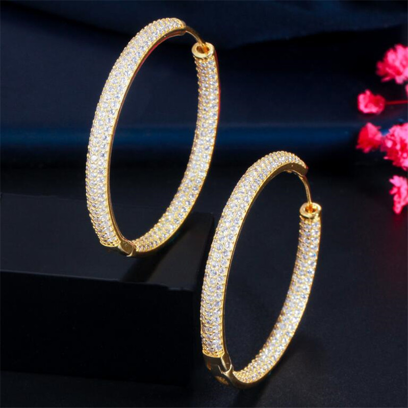 Choucong Brand Unique Personality Luxury Jewelry 18K Gold Fill Pave White Sapphire CZ Diamond Gemstones Party Zircon Women Wedding Clip Earring For Lo