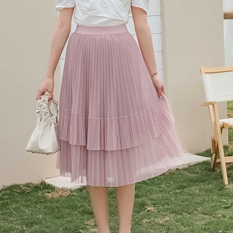 Korean Women's Tulle Solid Color Pleated Skirt Summer Fashion Elegant Mesh High Waist Casual Midi Skirts 210526, Picture color
Korean Women's Tulle Solid Color Pleated Skirt Summer Fashion Elegant Mesh High Waist Casual Midi Skirts 210526, Picture color