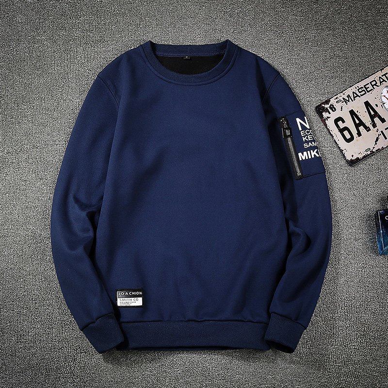 Mens Casual Sweatshirts Solid Color Letter Print O-Neck Men Pullovers Simple Streetwear Loose Autumn Man Clothing Hip-Hop 201127