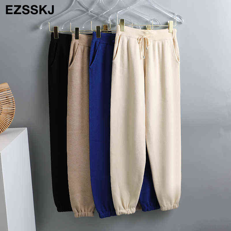 Tracksuit Women Elastic Waist Drawstring Trousers Thick Track warm sweater Pants Autumn Winter Sport swear Women'S 211115