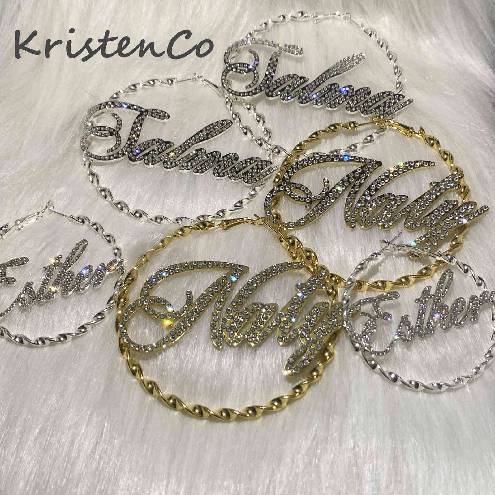 KristenCo Bling Name Earrings Custom Name Twist Thread Hoop Earrings Letter Big Personalised Name Earrings Women Gift 210924
KristenCo Bling Name Earrings Custom Name Twist Thread Hoop Earrings Letter Big Personalised Name Earrings Women Gift 210924