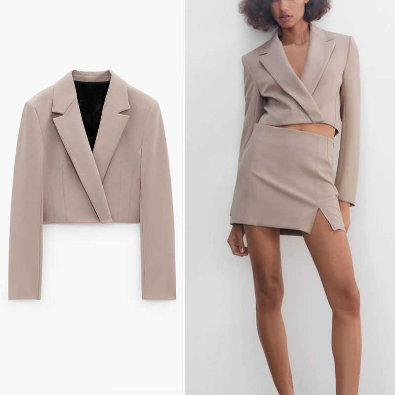Za Shoulder Pads Cropped Blazer Women Long Sleeve Vintage Spring Coat Blazers Woman Chic Front Wrap Hidden Button Top 210602
Za Shoulder Pads Cropped Blazer Women Long Sleeve Vintage Spring Coat Blazers Woman Chic Front Wrap Hidden Button Top 210602
