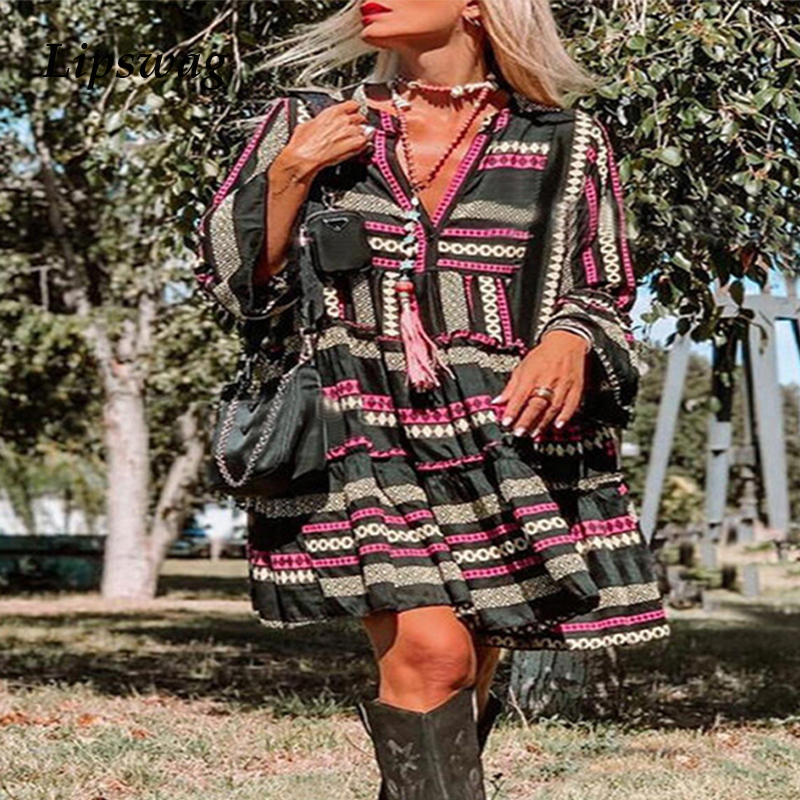 elegant flare sleeve summer beach dresses women vintage print v-neck party dress spring casual loose pleated mini dress vestidoshigh quality, Black;gray
elegant flare sleeve summer beach dresses women vintage print v-neck party dress spring casual loose pleated mini dress vestidoshigh quality, Black;gray