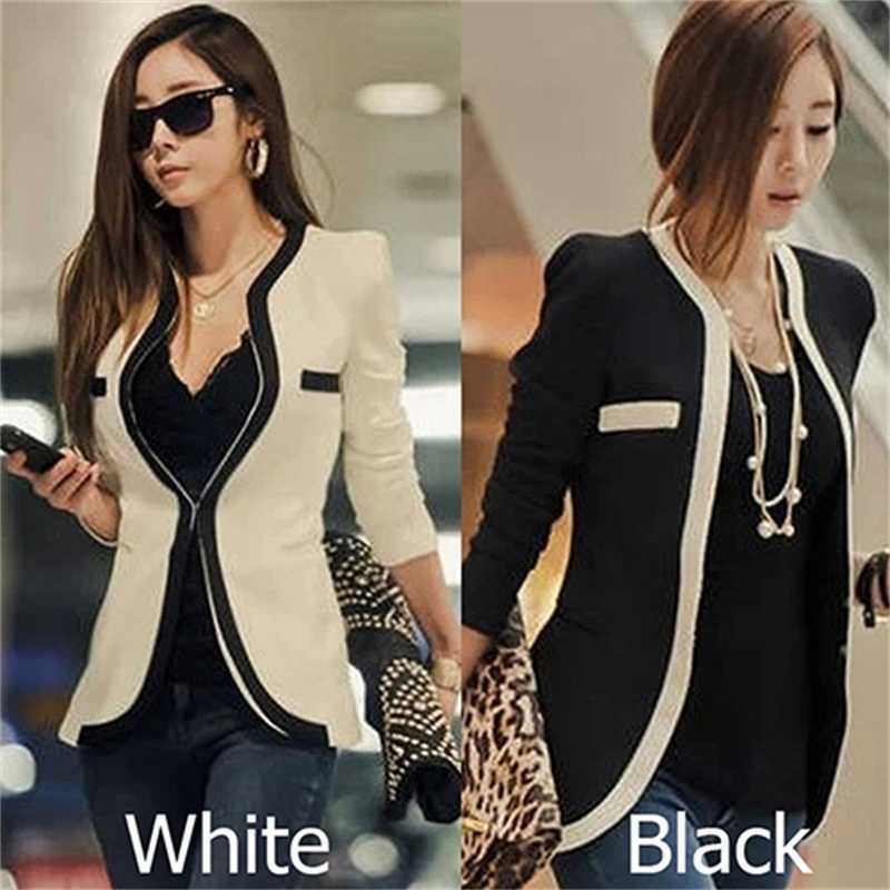 Women Fashion Business Coat Slim Fit Suit Blazer Pockets Long Sleeve Top New Autumn Long Sleeve Cardigan Jacket Outwear 201022