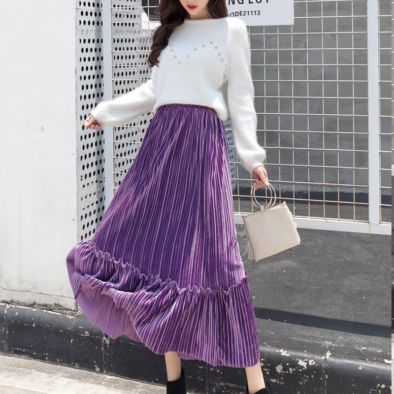 2021 New Women Autumn Winter Fashion Patchwork a Line High Waist Pleated Skirt Casual Vintage Gold Veet Maxi Skirts Qdk8, 04
2021 New Women Autumn Winter Fashion Patchwork a Line High Waist Pleated Skirt Casual Vintage Gold Veet Maxi Skirts Qdk8, 04