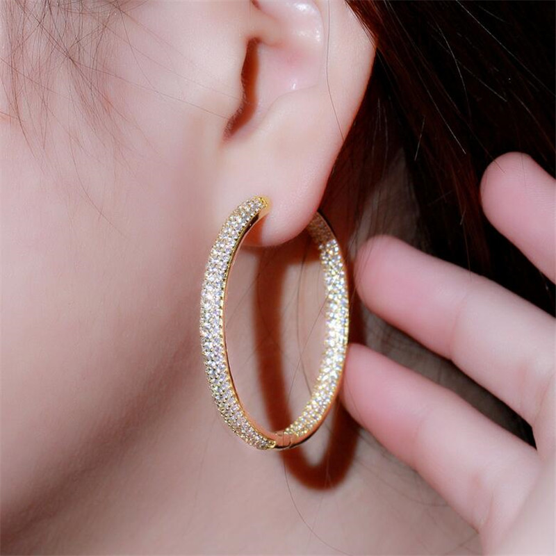Choucong Brand Unique Personality Luxury Jewelry 18K Gold Fill Pave White Sapphire CZ Diamond Gemstones Party Zircon Women Wedding Clip Earring For Lo