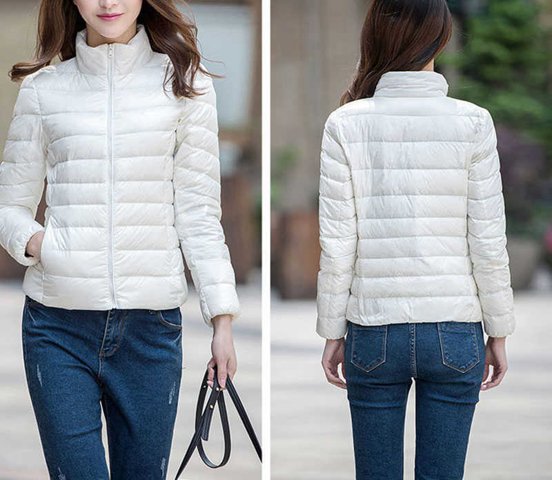 Women Plus Size ultra casual light winter warm duck down jacket Zipper coats Stand Collar slim Outwear suit Parka Feminino tops 210819
