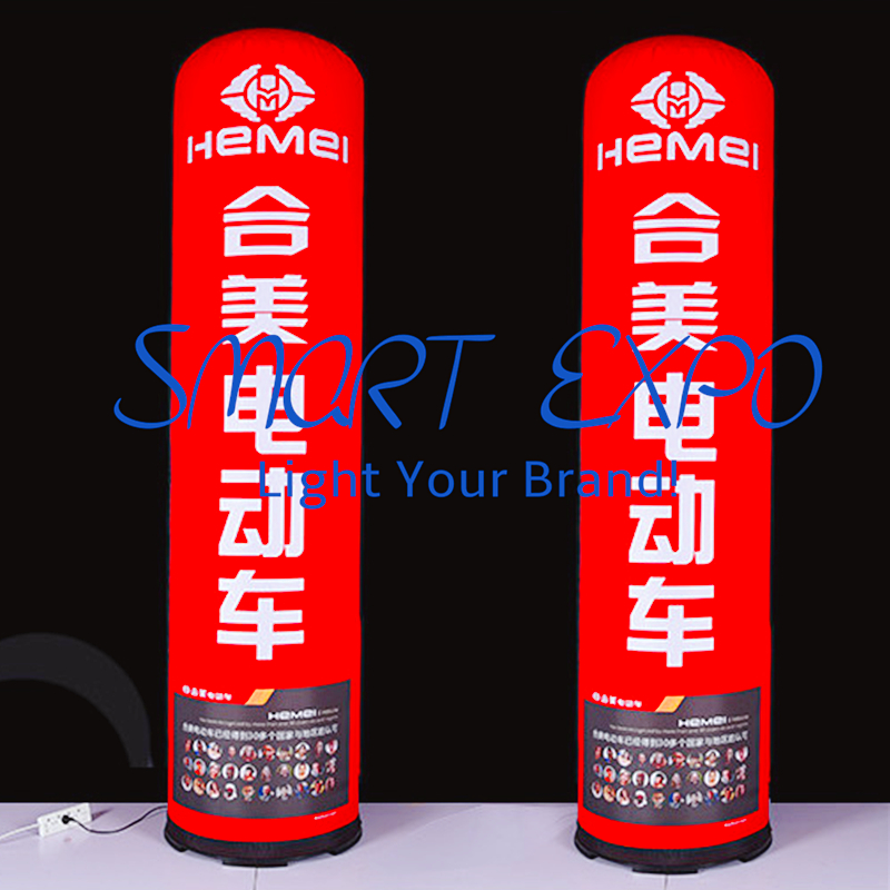 Inflatable LED Pillar Dia0.8*H2.5m for Promotion Event with Illuminated Base Blower Custom Logo Printing