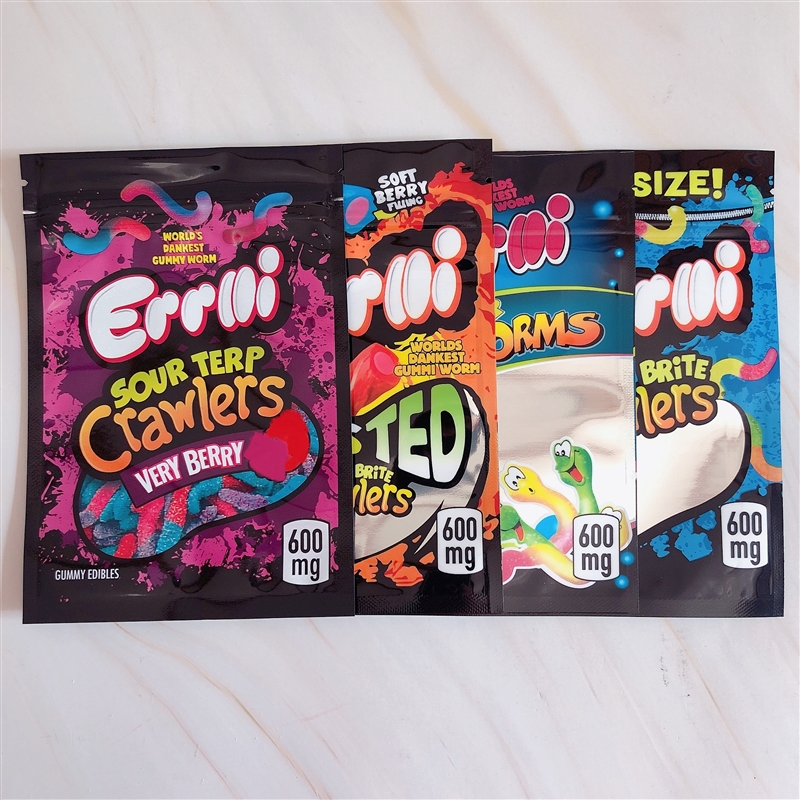 Errlli Gummy Candy Bag 600mg Newest Child Proof Zipper Packaging Edibles Mylar bags Warheads Jolly Rancher Wholesale
Errlli Gummy Candy Bag 600mg Newest Child Proof Zipper Packaging Edibles Mylar bags Warheads Jolly Rancher Wholesale