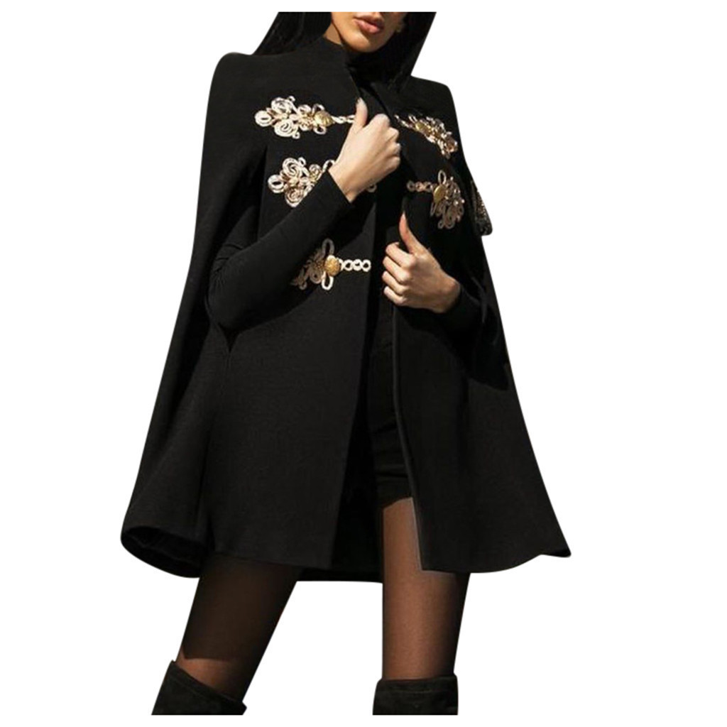 Ladies coats Fashion vintage fur Embroidery Mediaeval Cloak Retro Gothic Cape Overcoat Full Length coats jackets women Clothes T200113