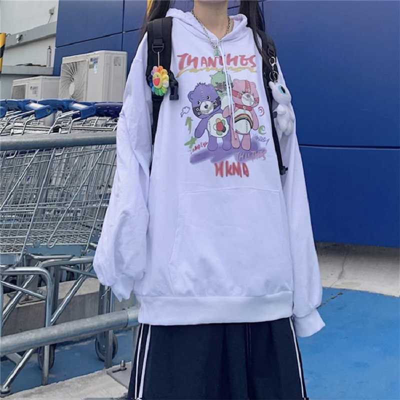 Winter casual women's loose plus size cartoon Japanese women sweatshirt hip-hop ins Harajuku tops Ulzzang punk hooded 210608, White
Winter casual women's loose plus size cartoon Japanese women sweatshirt hip-hop ins Harajuku tops Ulzzang punk hooded 210608, White