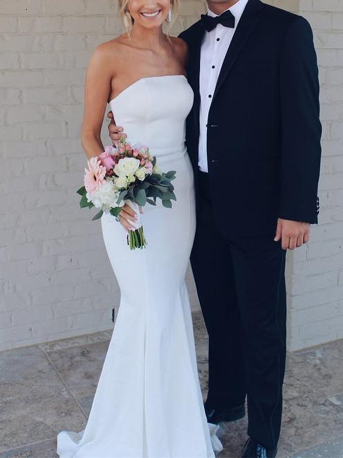 2021 New Simple Mermaid Strapless Long Wedding Bride Gown Plus Size Vestido Noiva Robe De Mariee Sj6s, Champagne
2021 New Simple Mermaid Strapless Long Wedding Bride Gown Plus Size Vestido Noiva Robe De Mariee Sj6s, Champagne