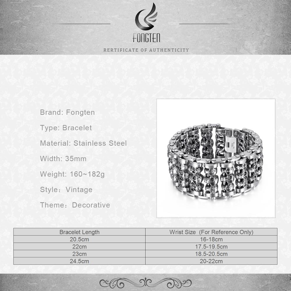 New Fashioh Hip Hop Wide Skull Stainless Steel Bracelets Metal Biker Viking Charm Large Argent Men Bracelet Bangle Jewelry Gift for Men