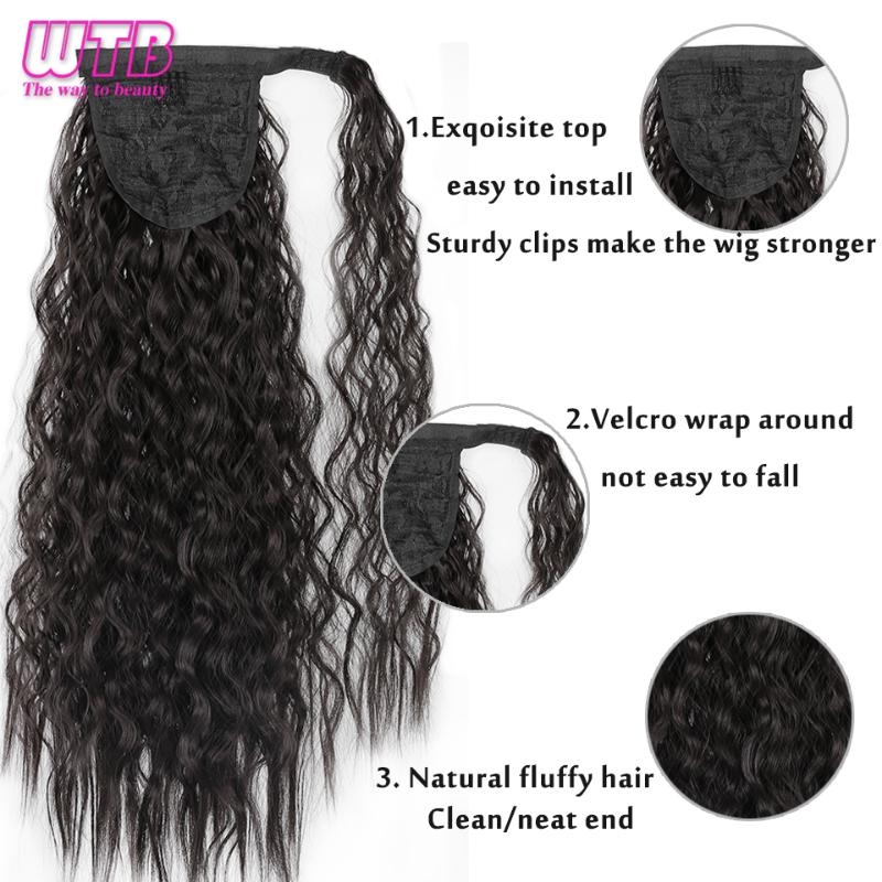 Synthetic Wigs WTB Long Corn Curly Wrap Around Ponytail For Women Hair Black Brown High Temperature Fiber Hairpieces