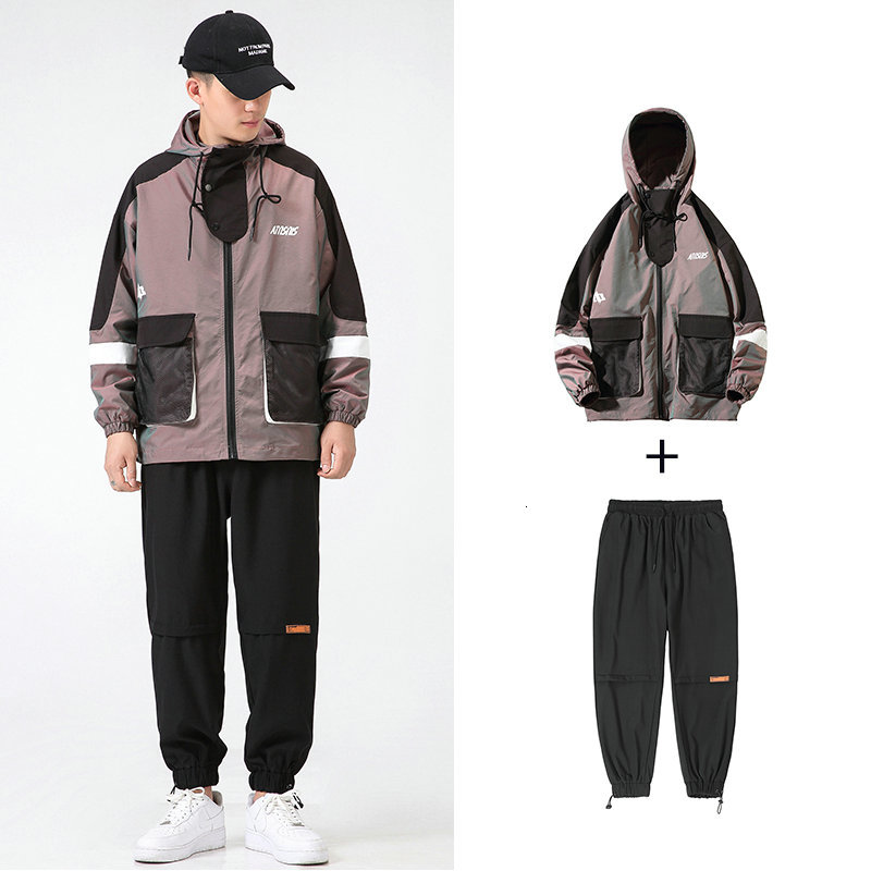 2021 New Jackets with Pants Hoodies Patchwork Hip Hop Jogging Homme Men Set Fashion Waterproof Men's Tracksuit Djpq 2a79, Red 
2021 New Jackets with Pants Hoodies Patchwork Hip Hop Jogging Homme Men Set Fashion Waterproof Men's Tracksuit Djpq 2a79, Red