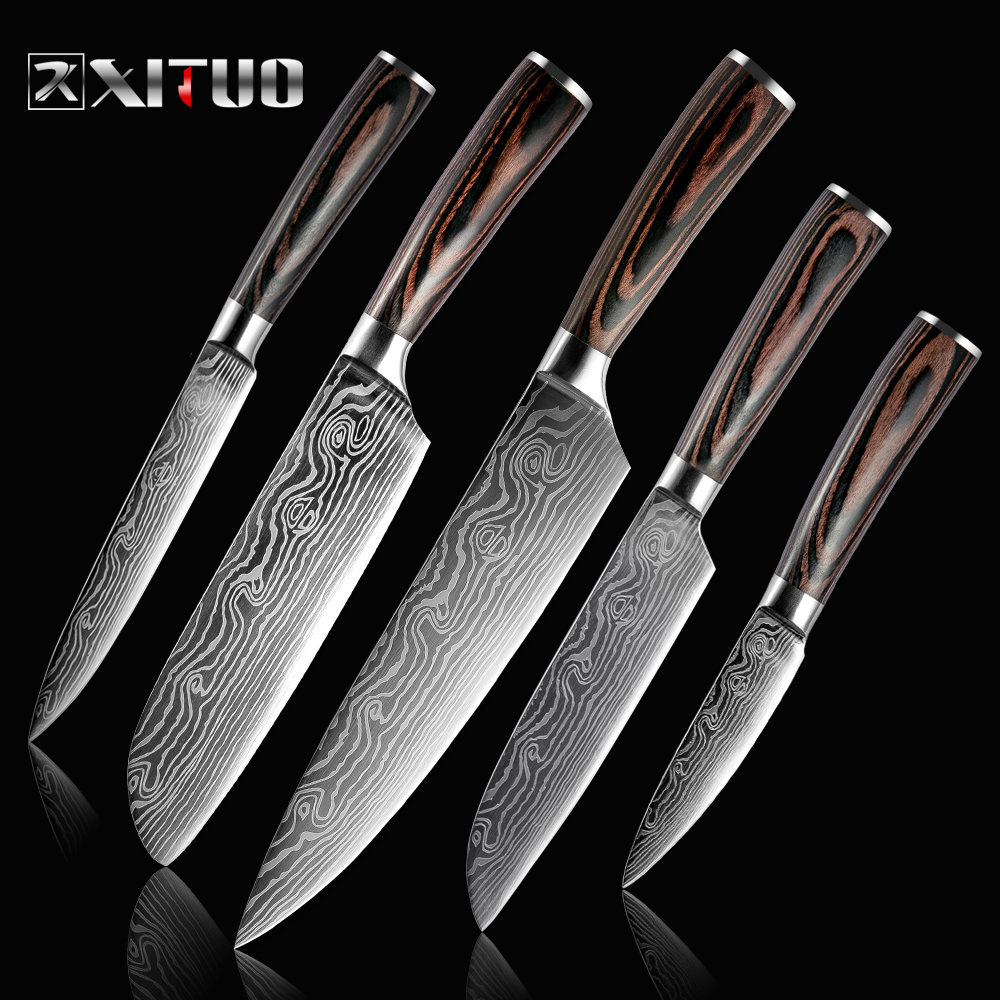 XITUO 2-5PCS Set Kitchen Knife Damascus aser Stainess Stee Bades Chef Knife Santoku knife Utiity Paring knives Toos
XITUO 2-5PCS Set Kitchen Knife Damascus aser Stainess Stee Bades Chef Knife Santoku knife Utiity Paring knives Toos