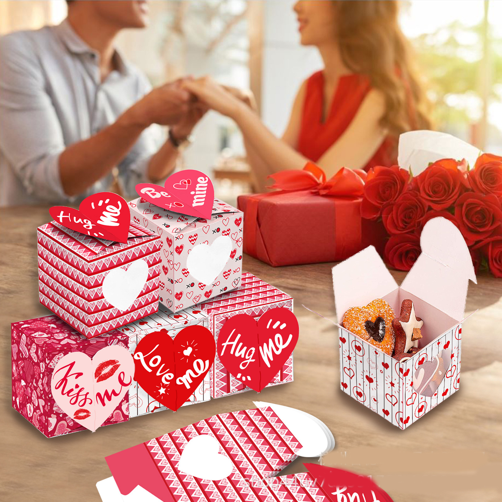 Party Supplies valentine's day hug love kiss me pink cookie gift box Three-dimensional carton couple gifts
Party Supplies valentine's day hug love kiss me pink cookie gift box Three-dimensional carton couple gifts