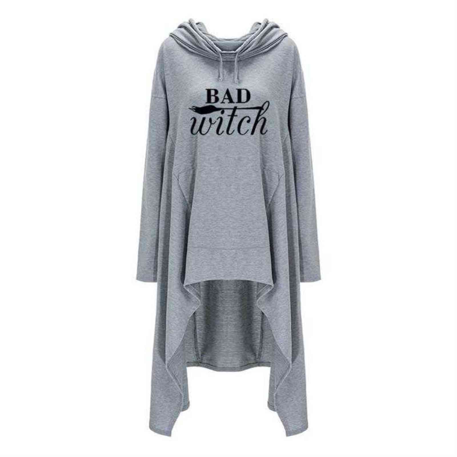 Women hoodies Long Irregular bad witch Tops Kawaii Femmes Sweatshirts Pattern Funny Cotton Cropped Oversize Hoodies dress 211104wtt