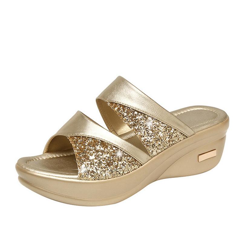 Slippers Women Summer Ladies Glitter PU Slope Heel Wedges Shoes Female Casual Slingbacks Sandals Comfortable Platform Woman, Grey
Slippers Women Summer Ladies Glitter PU Slope Heel Wedges Shoes Female Casual Slingbacks Sandals Comfortable Platform Woman, Grey
