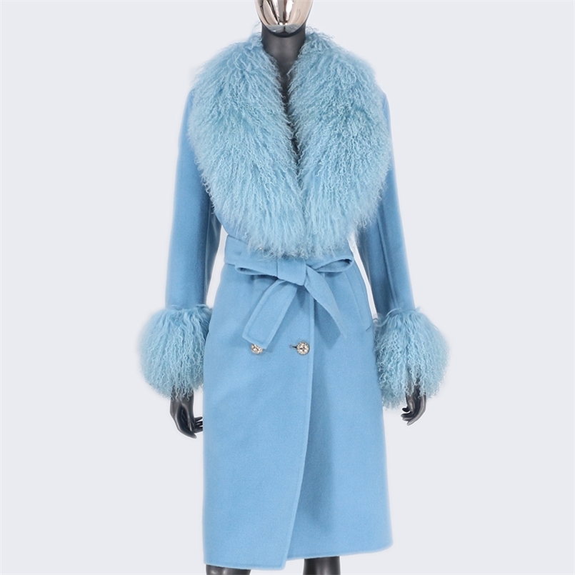 X-Long Natural Mongolia Sheep Real Fur Coat Autumn Winter Jacket Women Double Breasted Belt Wool Blends Overcoat Streetwea 211110, Wool black
X-Long Natural Mongolia Sheep Real Fur Coat Autumn Winter Jacket Women Double Breasted Belt Wool Blends Overcoat Streetwea 211110, Wool black