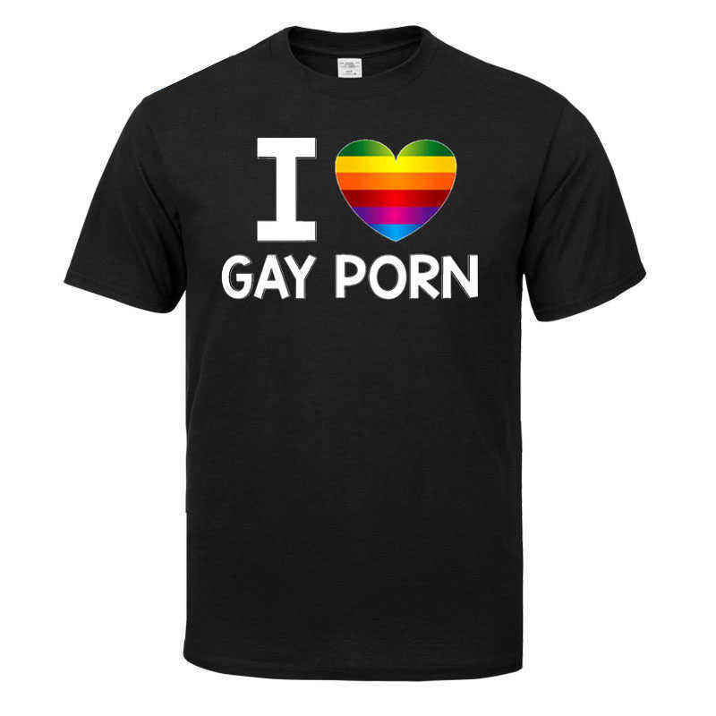 Summer Man's I LOVE GAY PORN T Shirts Men O-neck Fashion Printed Hip-Hop Tee Camisetas Clothing Casual Top 210629
