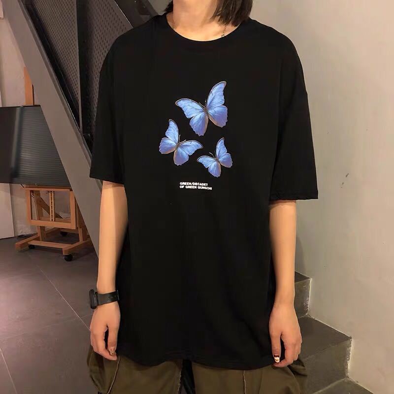 Printed Butterfly T-Shirts Women Loose Causla Short Sleeved T-Shirt Female Korean Fashion Bottoming Shirt Top Summer Tees O-Neck 210306