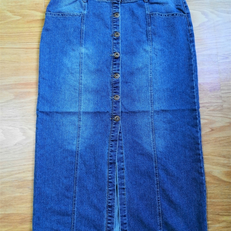 Autumn and winter women fashion loose single breasted water wash denim maxi skirt female trendy plus size jean casual bottom 210306