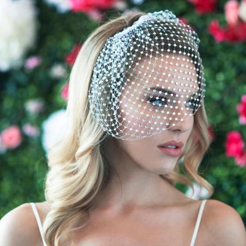 Bridal Veils Black Wedding Veil Birdcage Blusher Full Rhinestone Headwear Accessories For Bandeau Party, White
Bridal Veils Black Wedding Veil Birdcage Blusher Full Rhinestone Headwear Accessories For Bandeau Party, White