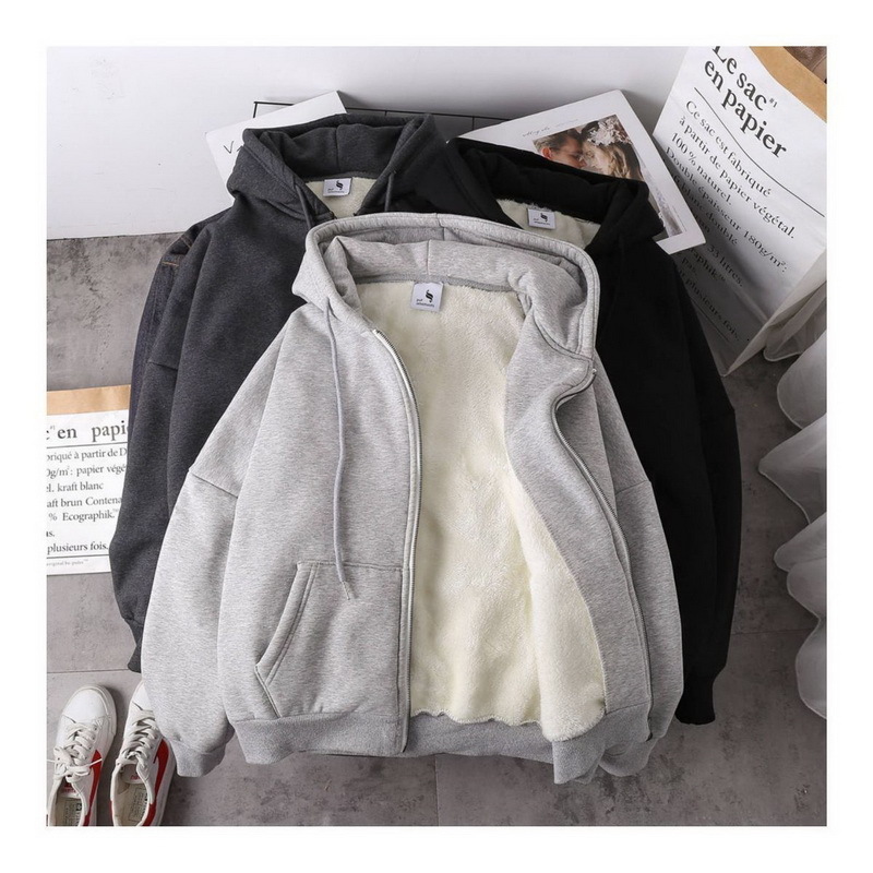 2021 Winter New Women Casual Fleece Thick Women's Sweatshirt Fashion Solid Color Zip Up Hoodie 04t9, 03 dark gray
2021 Winter New Women Casual Fleece Thick Women's Sweatshirt Fashion Solid Color Zip Up Hoodie 04t9, 03 dark gray