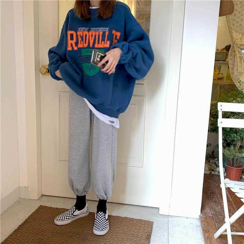 Hoodies women autumn winter vacation two-piece plus velvet sweatshirt Korean style trendy students loose clothes tops streetwear 210526