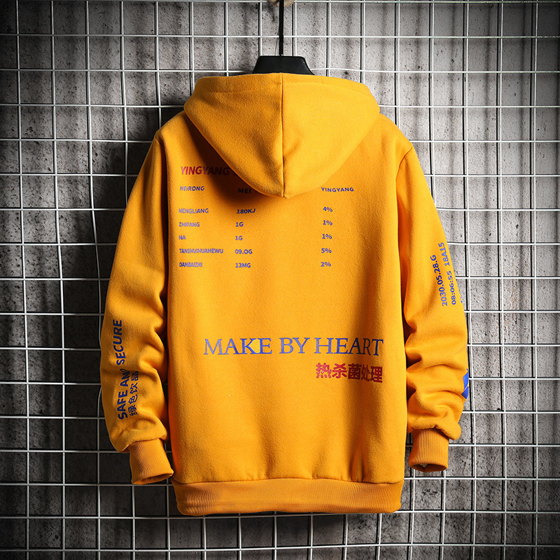 SingleRoad Men's Hoodies Men Winter Fleece Sweatshirt Harajuku Japanese Streetwear Hip Hop Yellow Hoodie Men Sweatshirts 201127