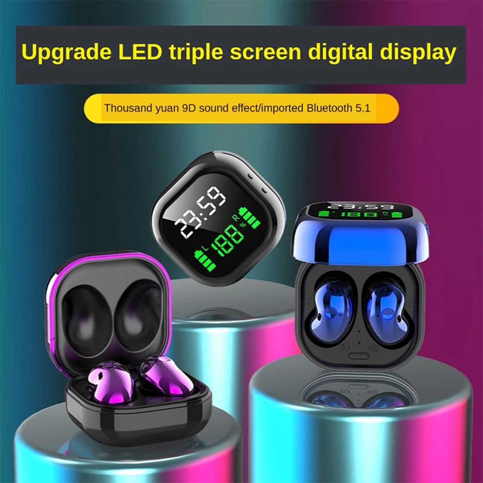S6 plus TWS Stereo 8D V5.1 Bluetooth Headphones Wireless Earbuds In Ear Earphones Buds Gaming Music Headset, Black
S6 plus TWS Stereo 8D V5.1 Bluetooth Headphones Wireless Earbuds In Ear Earphones Buds Gaming Music Headset, Black