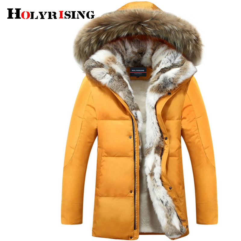 Holyrising Men and Women Thick Down Jacket Winter Warm Waterproof Big Raccoon Fur Collar Fit -30 degrees S-5XL size 18640-5 201225