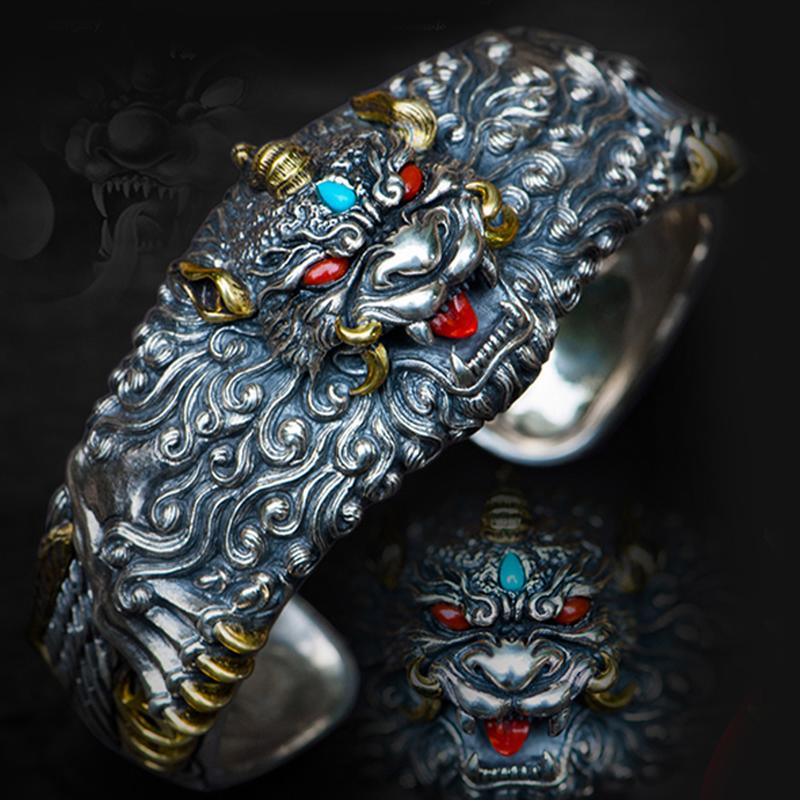 Bangle Original Design Handmade Silver Men Bracelet Opening Carved Chinese Style Retro Creative Trend Domineering Jewelry Accessory
Bangle Original Design Handmade Silver Men Bracelet Opening Carved Chinese Style Retro Creative Trend Domineering Jewelry Accessory